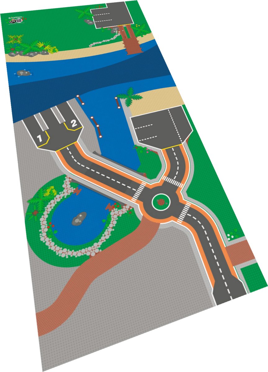 BrickMaps 32237001 - City - City Harbour Island - Wegplaat speelmat geschikt voor LEGO City - Formaat gelijk aan 3x7 bouwplaat